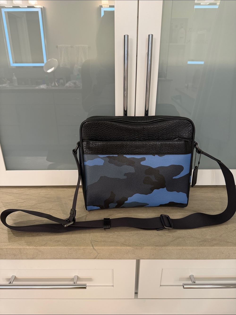 Men's Blue & Black Camo Crossbody Bag
